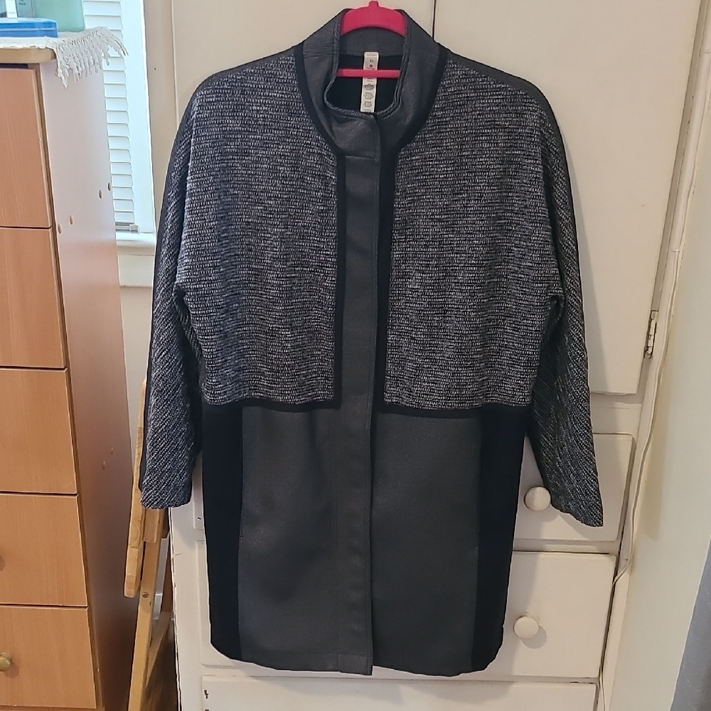 Black and Gray Cape with High Collar and Two-Tone Design